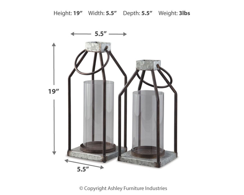 Diedrick - Indoor/Outdoor Lantern Set (Set of 2) - Gray / Black