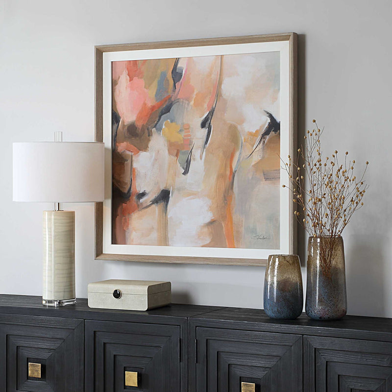 Uphill - Framed Abstract Print - Light Brown