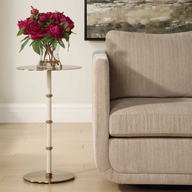 Cyprus - Accent Table - Brass / White
