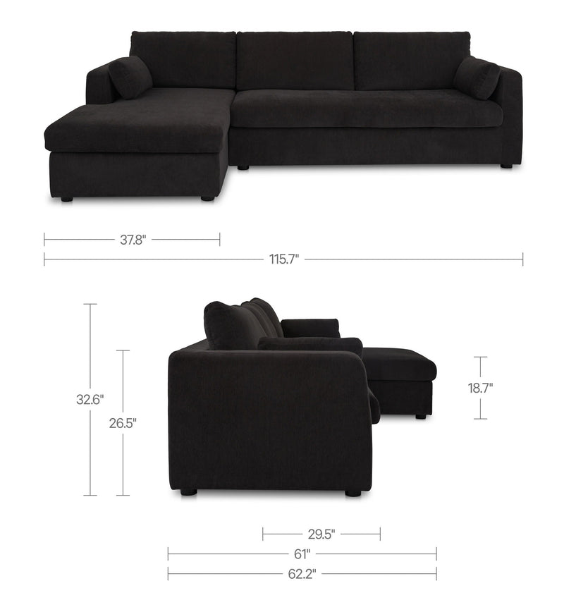 Burrow - Sleeper Sectional With Left Storage Chaise - Black