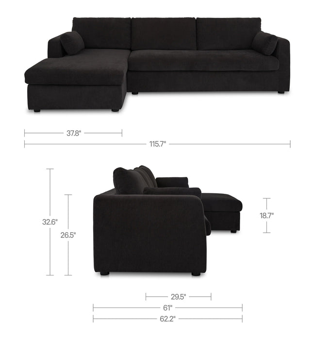 Burrow - Sleeper Sectional With Left Storage Chaise - Black