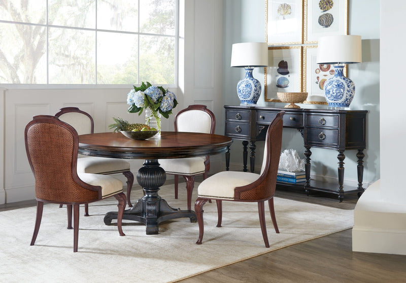 Charleston - Round Pedestal Dining Table With 1-20" leaf - Dark Brown