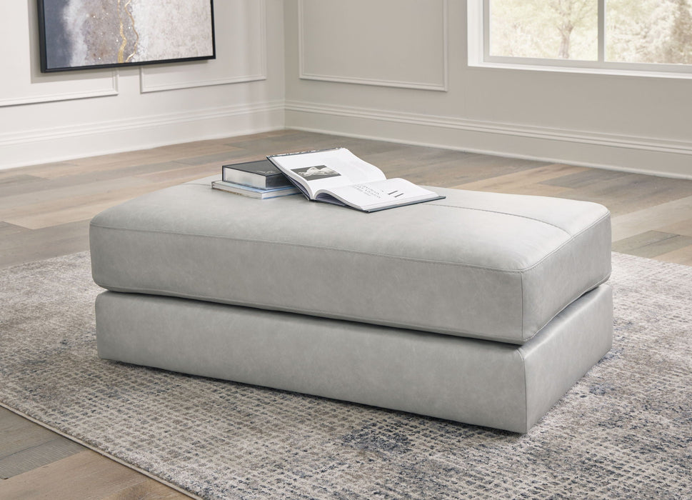 Amiata - Oversized Accent Ottoman - Leather Match - Glacier