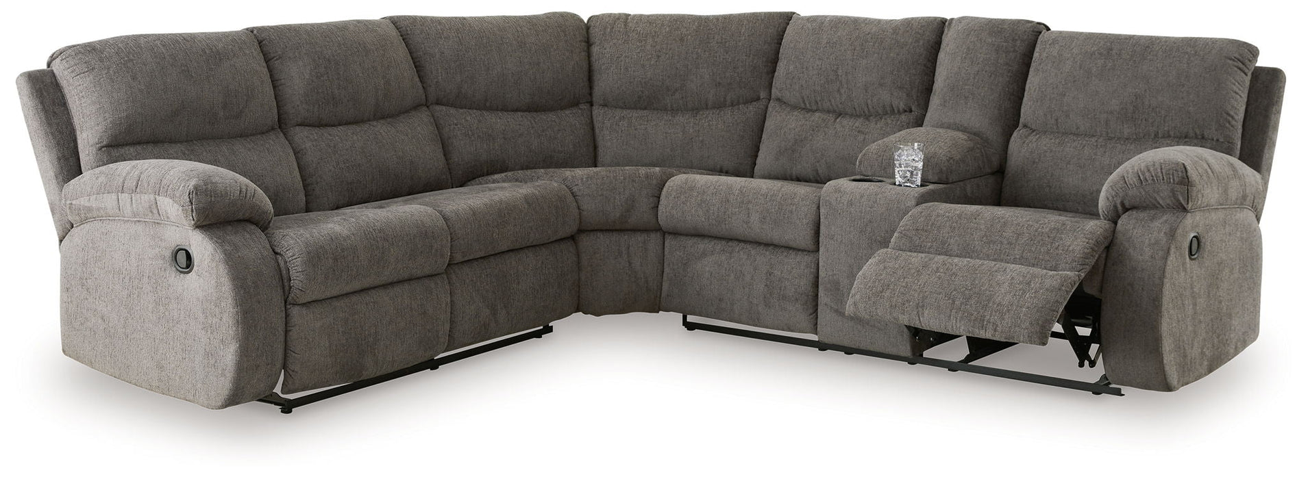 Museum - 2-Piece Reclining Sectional With Raf Reclining Loveseat W/Console - Fabric - Pewter