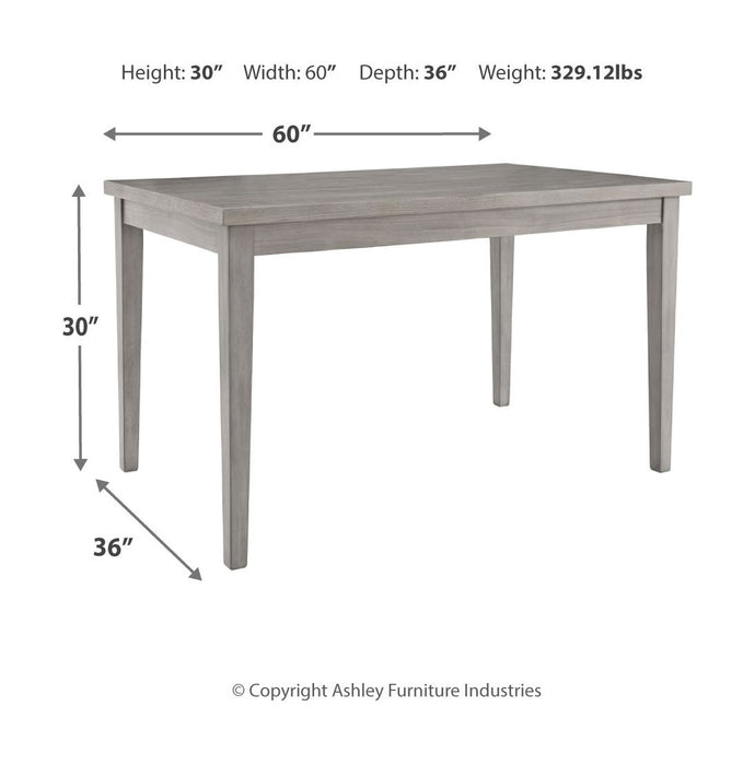 Parellen Gray 5 Pc. Dining Room Table, 4 Side Chairs