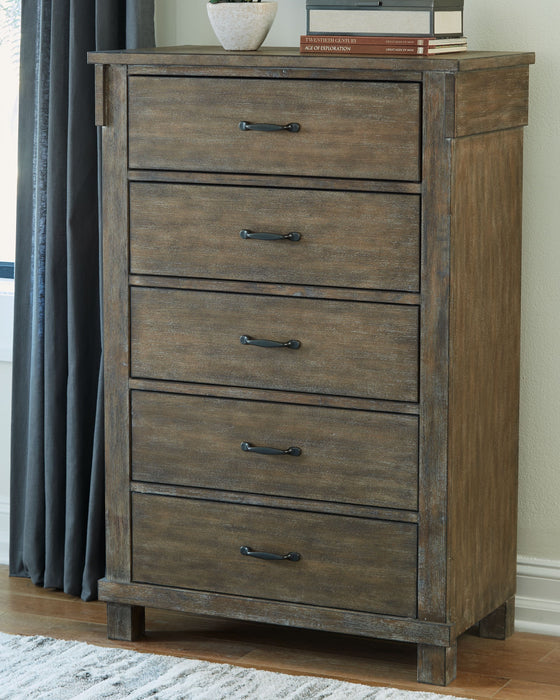 Shamryn Grayish Brown Five Drawer Chest