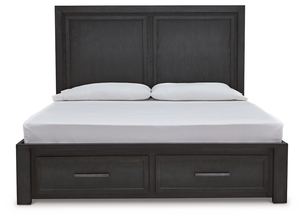 Foyland Black / Brown Panel Storage Bed - Queen