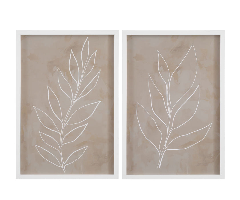 Leaf Line Art III Framed Print - Light Brown
