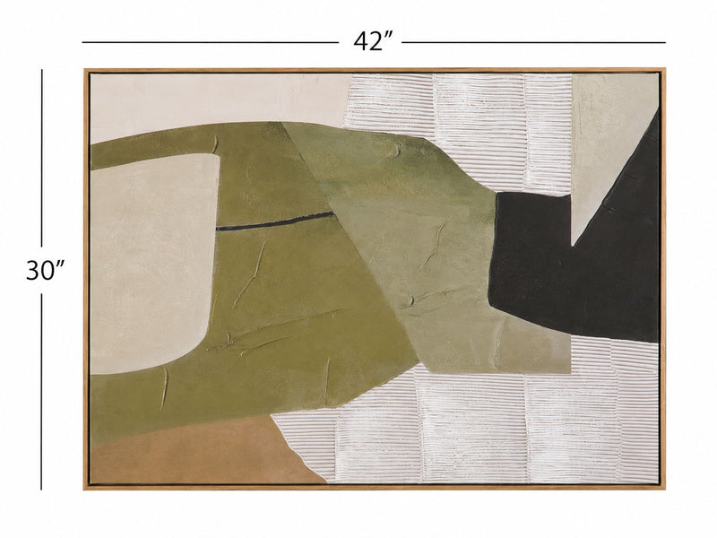 Olive Form Framed Canvas - Cream