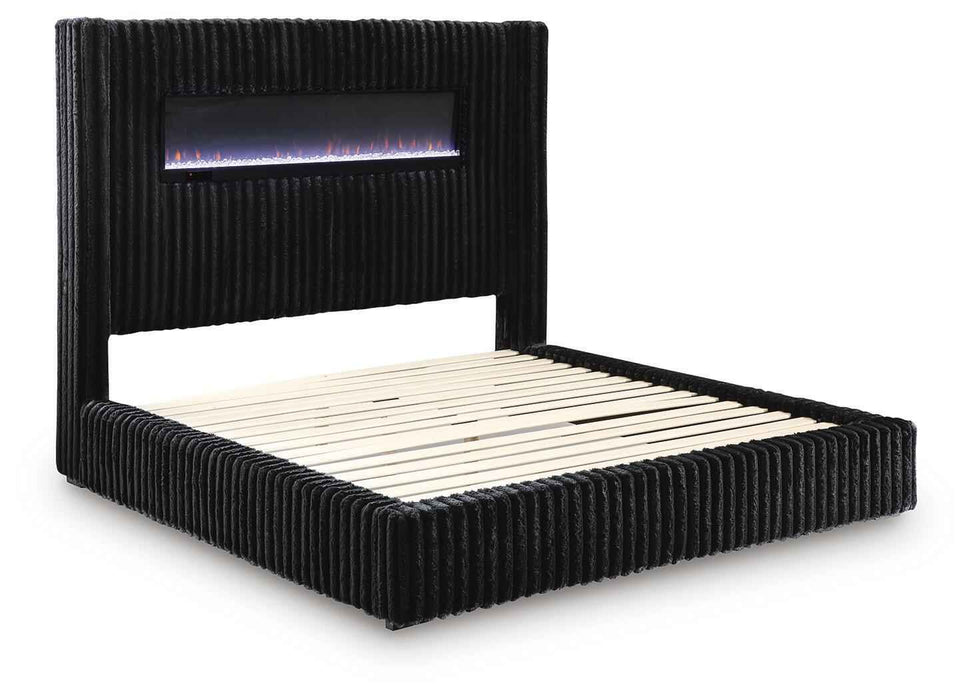 Tayleena - Upholstered Bed With Fireplace And Wireless Audio