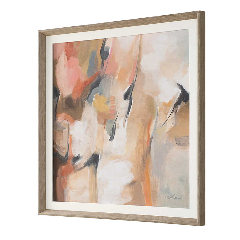 Uphill - Framed Abstract Print - Light Brown
