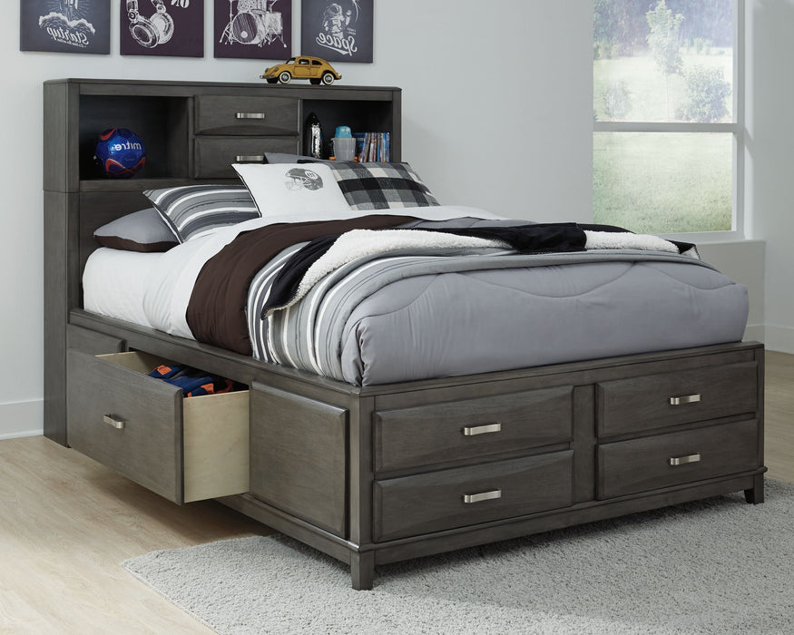 Caitbrook Gray Storage Bed With 8 Drawers - Queen