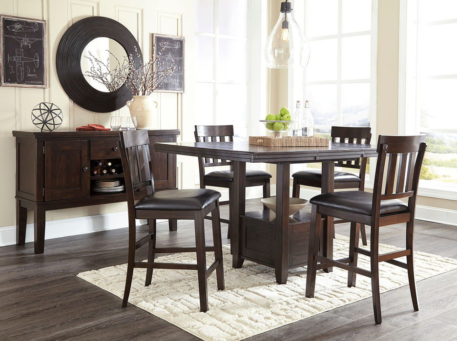 Haddigan Dark Brown 5 Pc. Counter Extension Table, 4 Barstools