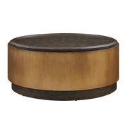 Parrish - Round Coffee Table - Brass / Woodtone