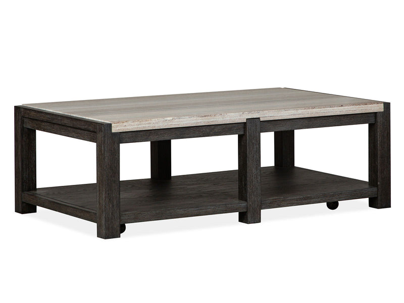 Plum Creek - Rectangular Cocktail Table With Casters - Ravenwood Black