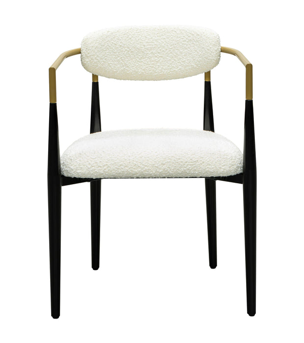 Jenson - White Dining Chair - Semi-Gloss Black /Brushed Gold / Ivory Boucle