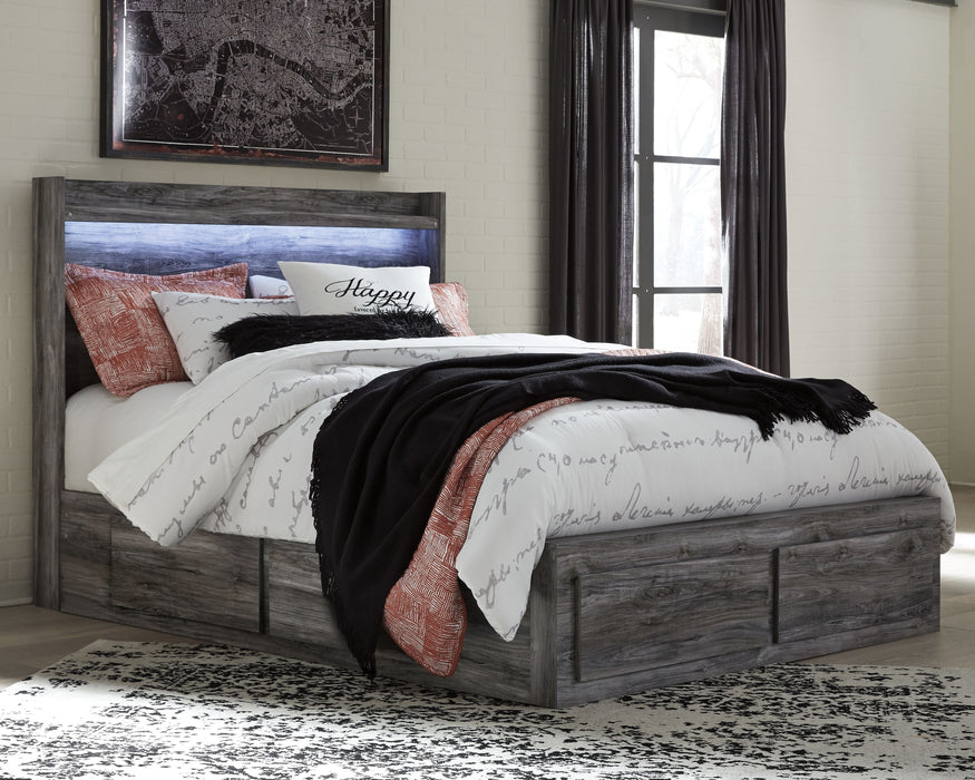 Baystorm Gray Panel Bed With 6 Storage Drawers - King