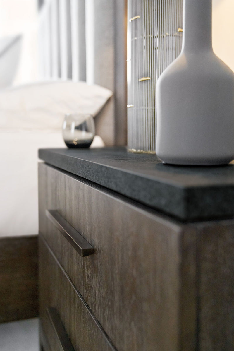 Mir-Avent - San Marcos Stone Top Nightstand - Dark Gray / Dark Brown