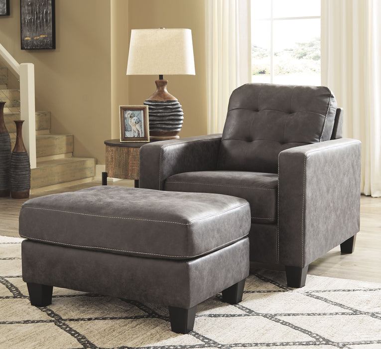 Venaldi Gunmetal 2 Pc. Chair With Ottoman