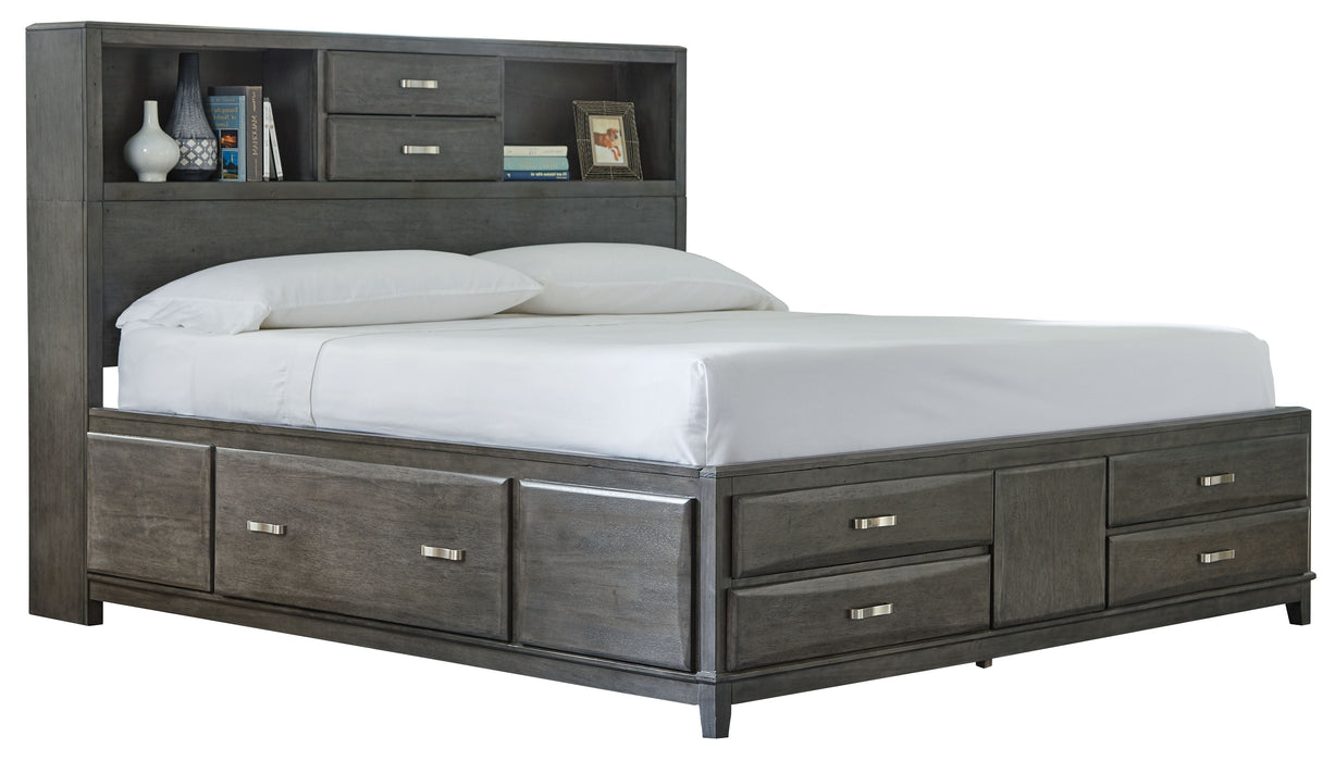 Caitbrook Gray Storage Bed With 8 Drawers - Queen