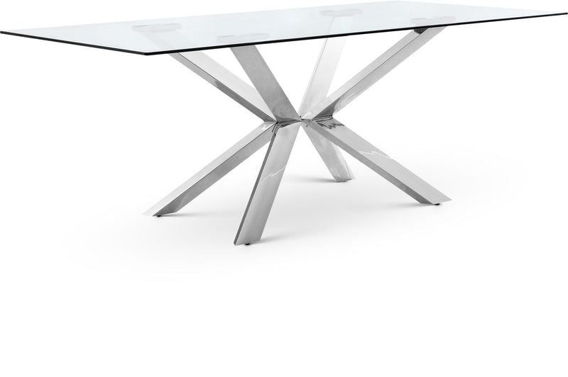 Juno - Glass Dining Table - Silver