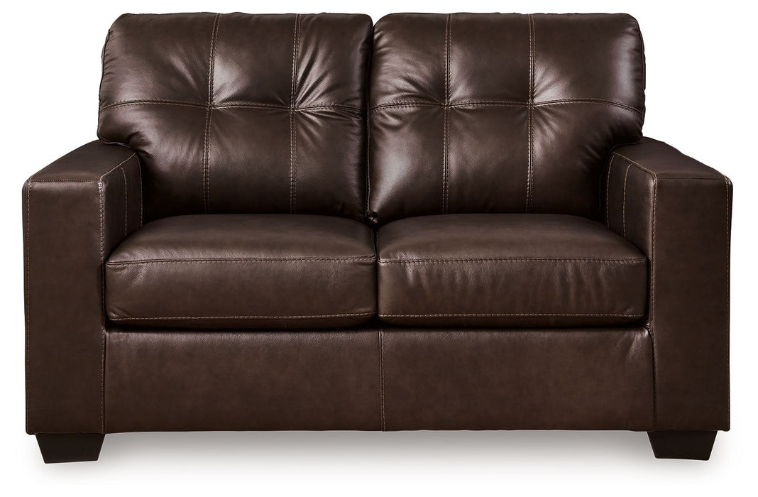 Santorine - Loveseat - Leather Match - Dark Brown