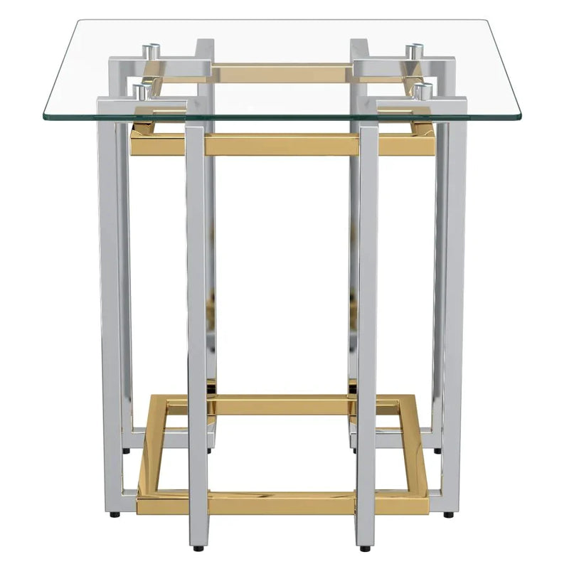 Florina Accent Table in Silver and Gold - Furniture Depot