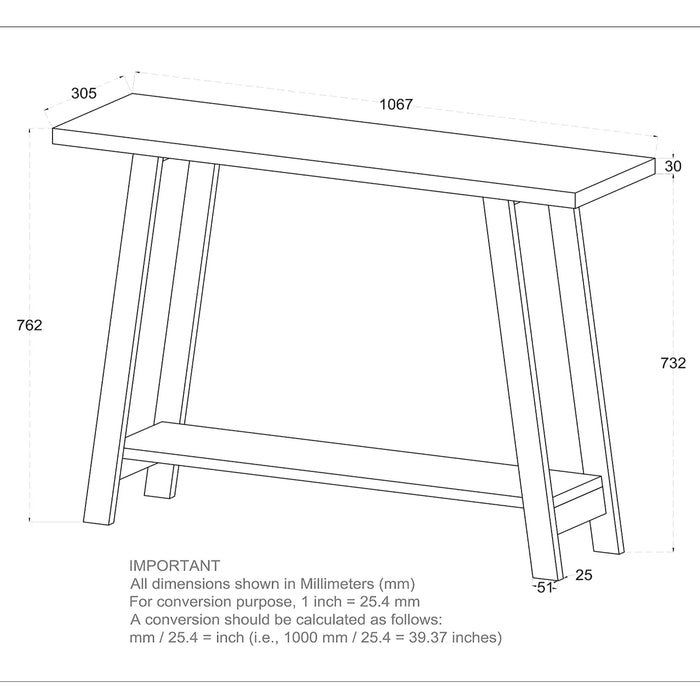 Volsa Console Table in Reclaimed - Furniture Depot