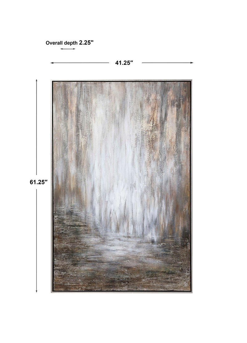 Desert Rain - Hand Painted Abstract Art - Pearl Silver