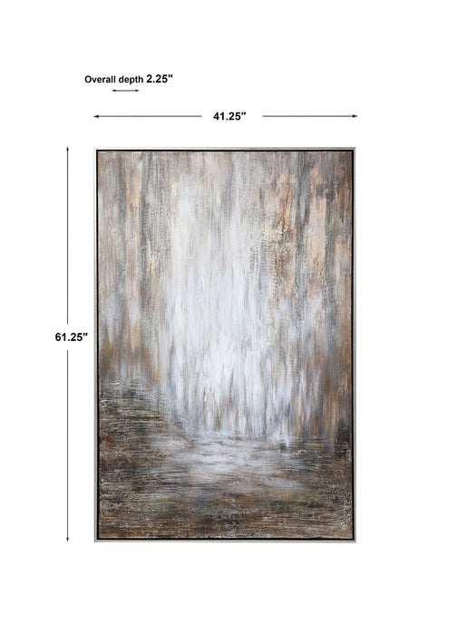 Desert Rain - Hand Painted Abstract Art - Pearl Silver