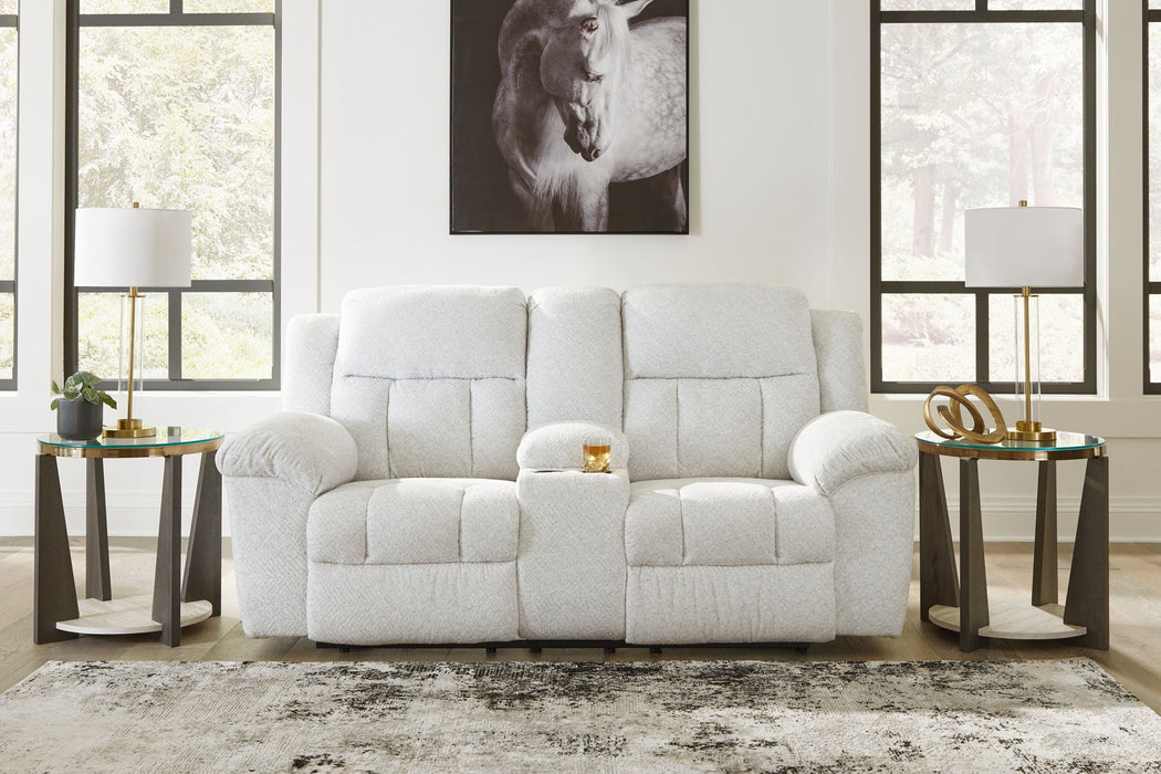 Frohn - Dbl Reclining Loveseat With Console - Fabric - Snow