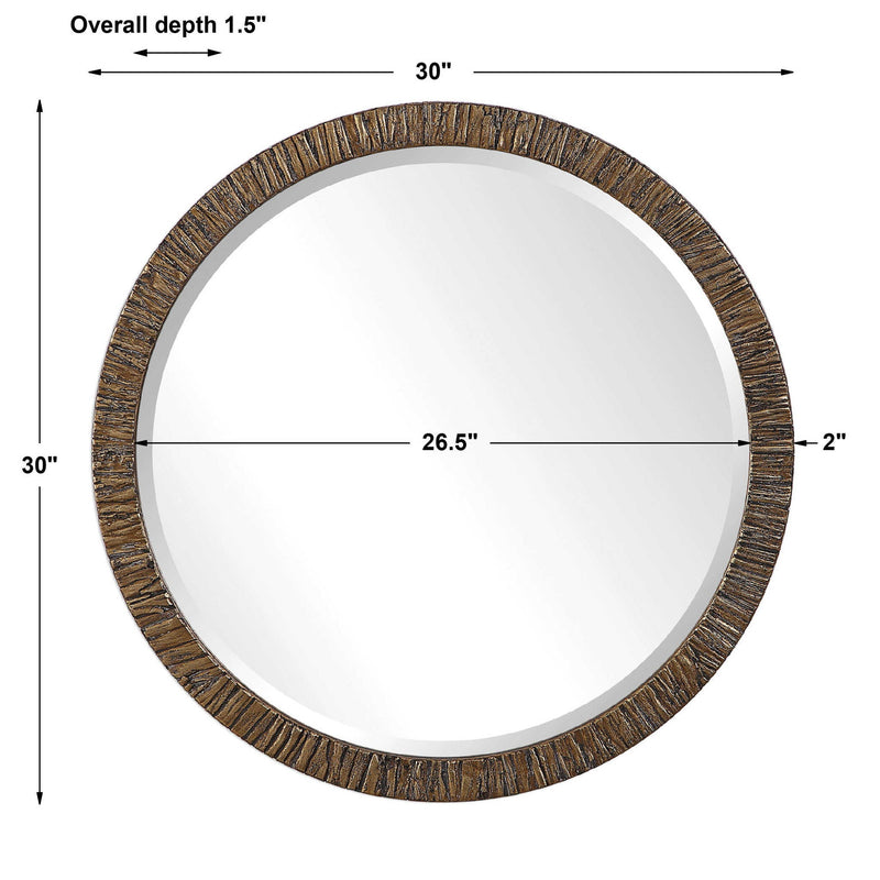 Wayde - Bark Round Mirror - Gold