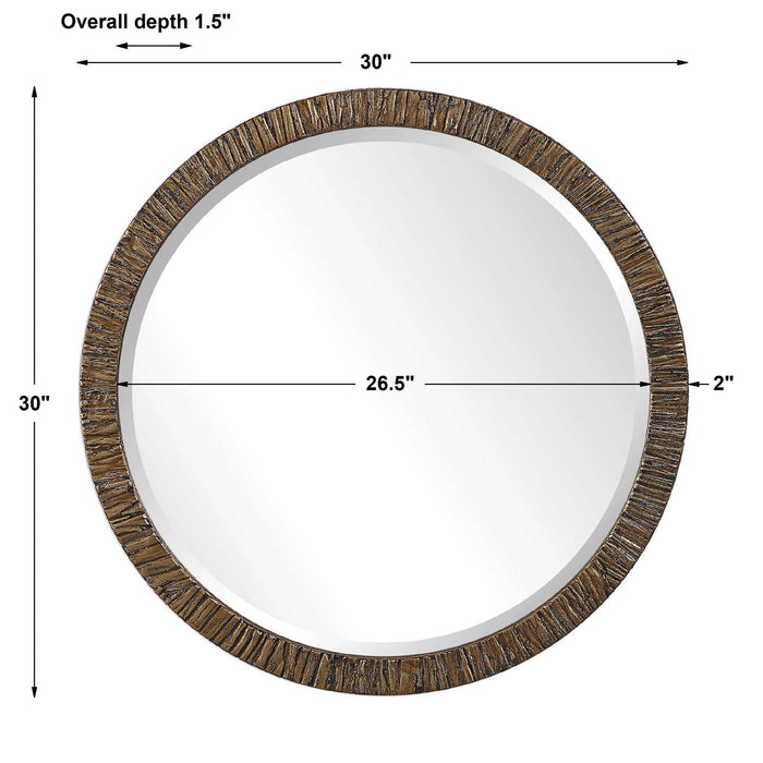 Wayde - Bark Round Mirror - Gold