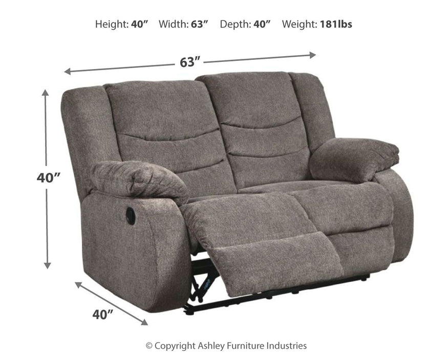 Tulen - Reclining Loveseat - Dark Gray