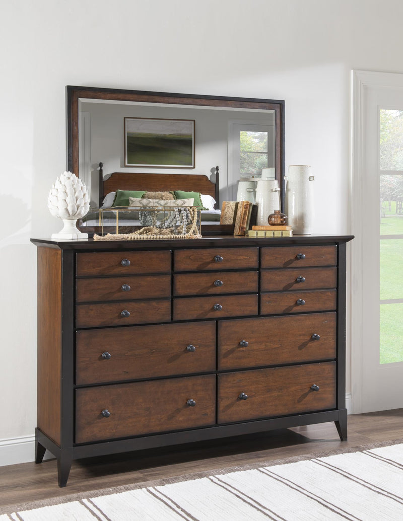 Fenmore - Mirror - Mocha And Distressed Cherry