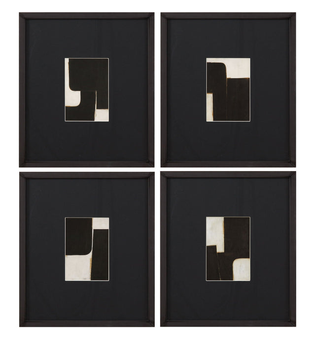 Desert Fragments Framed Print (Set of 4) - Black, White