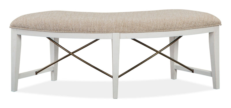 Heron Cove - Curved Bench With Upholstered Seat - Chalk White