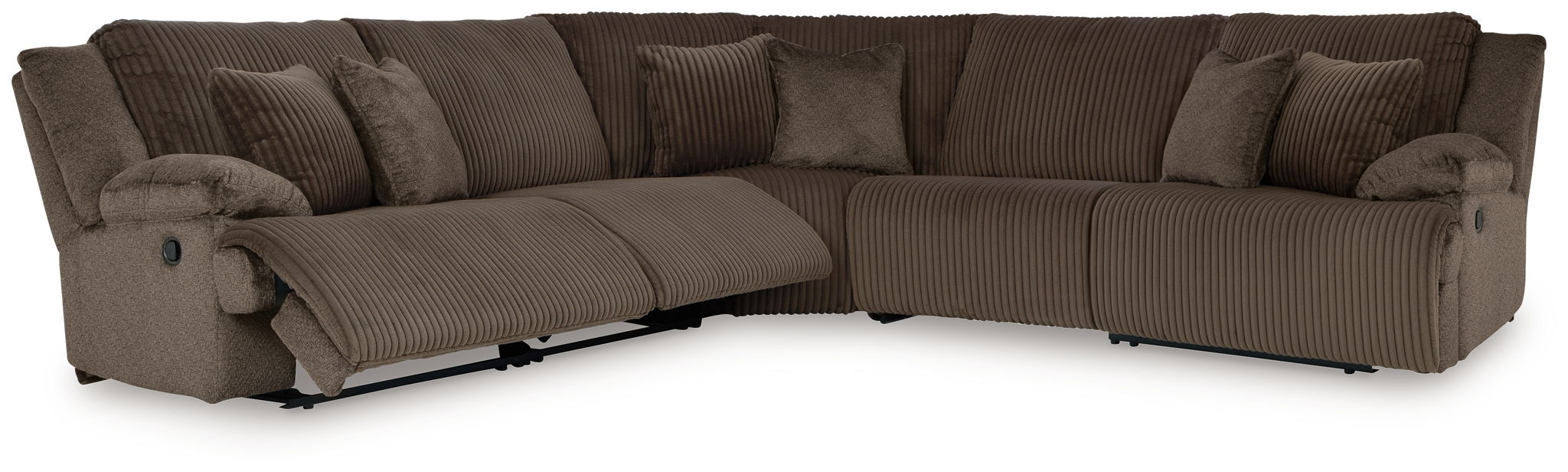 Top Tier - 5-Piece Reclining Sectional - Fabric - Chocolate