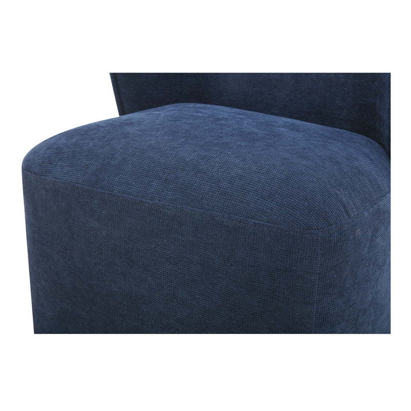 Larson - Fabric Rolling Dining Chair - Navy Blue