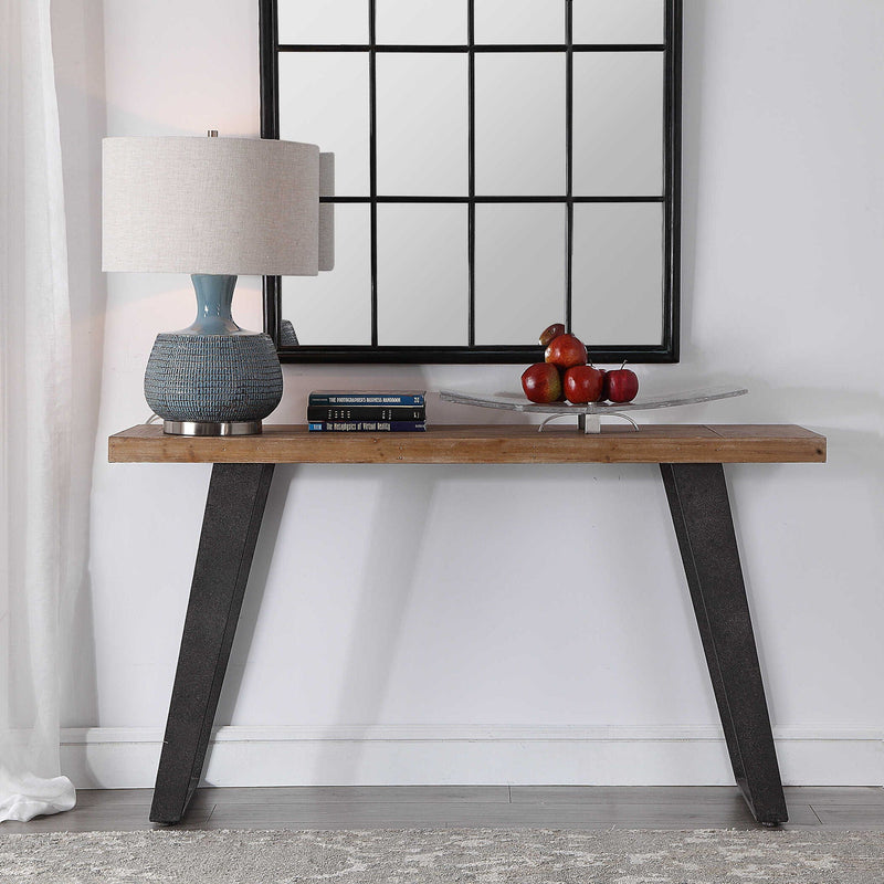 Freddy - Weathered Console Table - Light Brown & Black