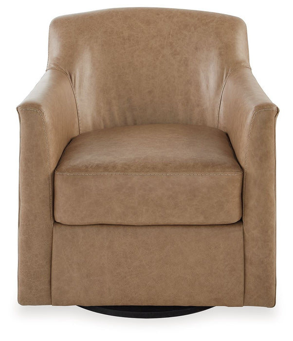 Bradney - Swivel Accent Chair - Leather Match - Tumbleweed