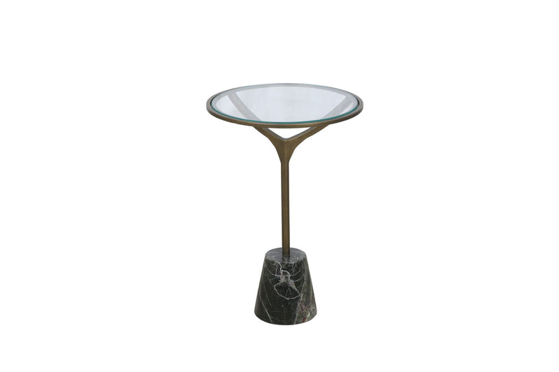 Gianna - Accent Table - Antique Brass / Green Marble