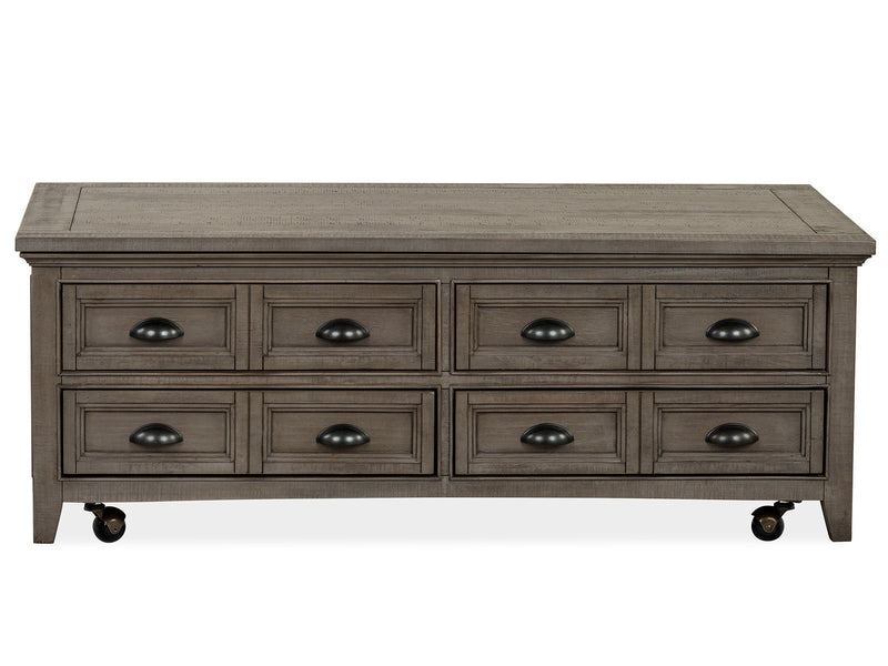Paxton Place - Lift Top Storage Cocktail Table With Casters - Dovetail Gray