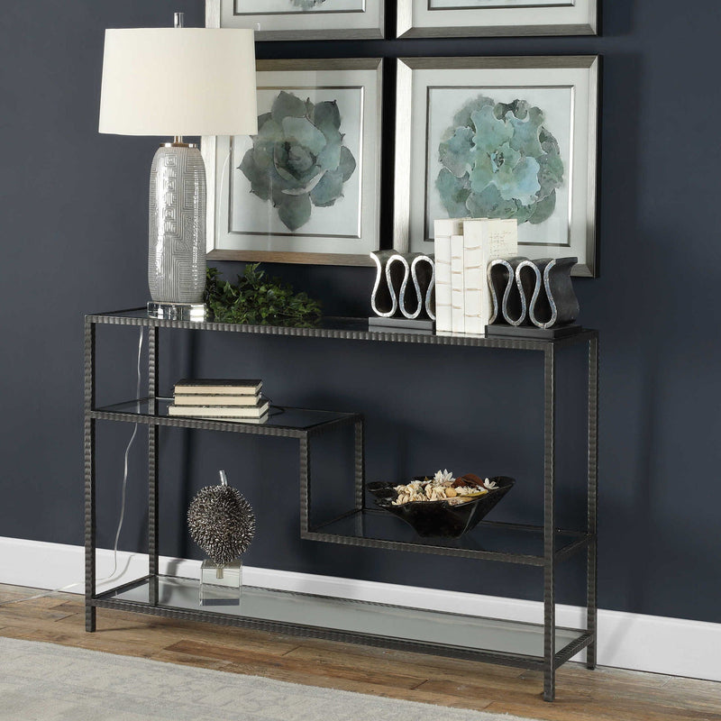 Leo - Industrial Console Table - Silver