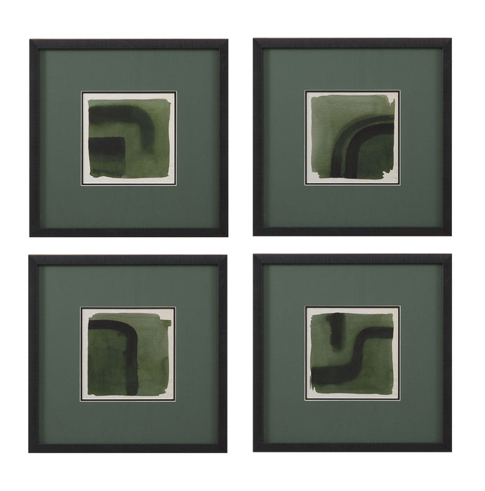 Marsh And Sod Framed Print (Set of 4) - Green, White, Black