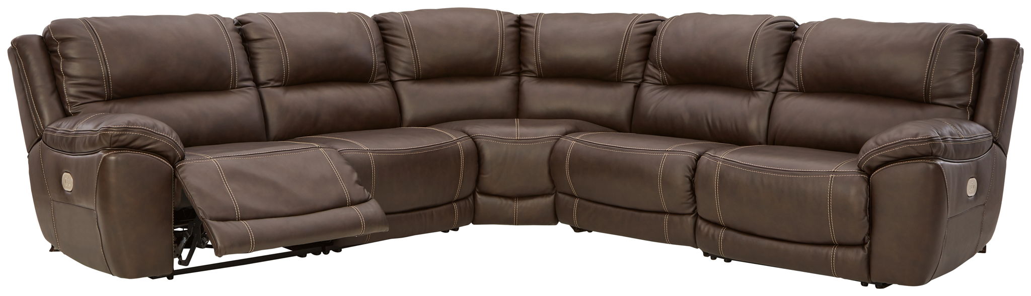 Dunleith - 5-Piece Power Reclining Sectional - Chocolate