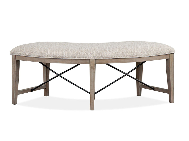 Paxton Place - Curved Bench With Upholstered Seat - Dovetail Gray