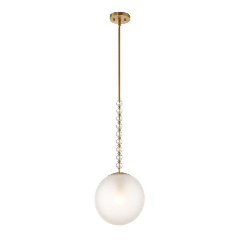 Ripple - 1 Light Frost Glass Pendant - Gold