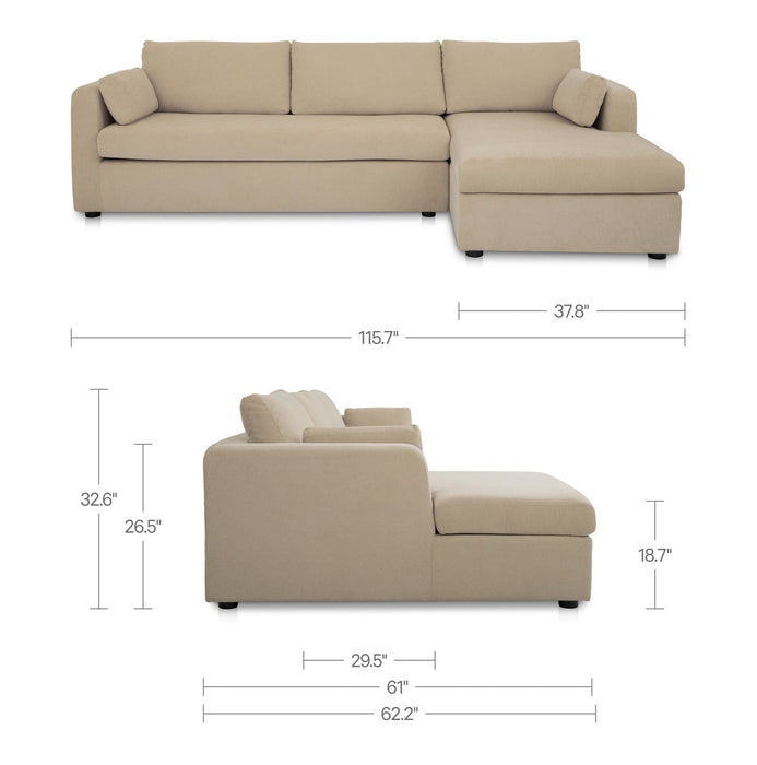 Burrow - Sleeper Sectional With Right Storage Chaise - Sand
