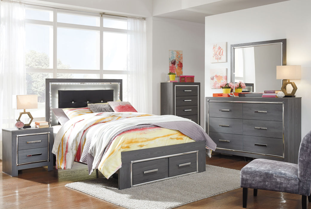 Lodanna Gray Panel Bed With 2 Storage Drawers